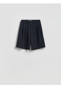 Reserved - Szorty z wiskozą - granatowy. Kolor: niebieski. Materiał: wiskoza #1