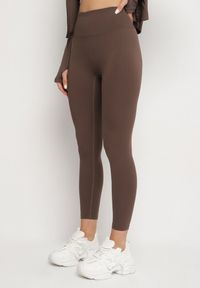 Born2be - Brązowy Komplet Sportowy Bluza z Wycięciem na Kciuk i Legginsy Redinelle. Kolor: brązowy #4