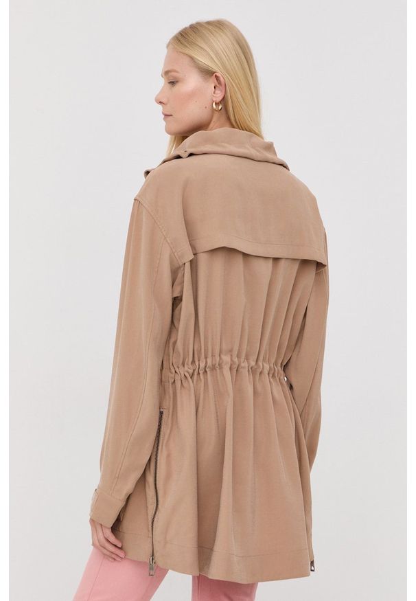 Guess parka damska kolor beżowy przejściowa. Kolor: beżowy