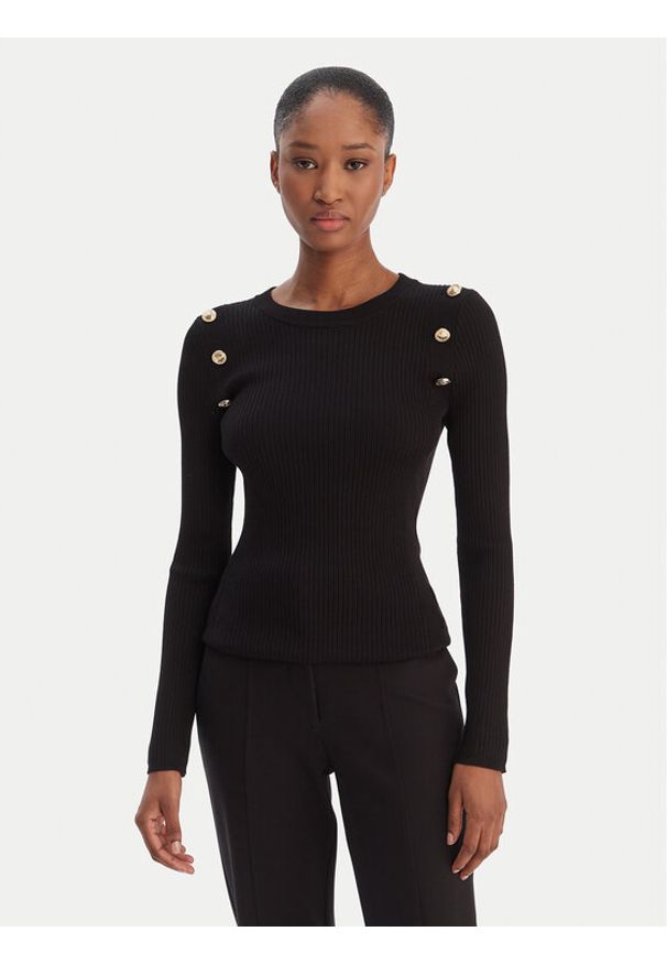 Guess Sweter W6RR58 Z2YK2 Czarny Regular Fit. Kolor: czarny. Materiał: wiskoza