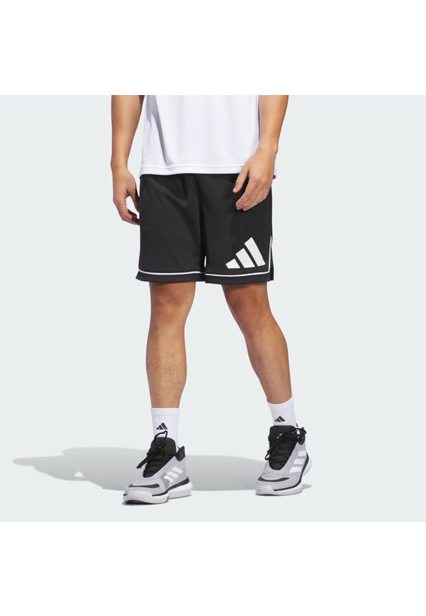 Adidas - Szorty adidas Basketball Badge of Sport. Kolor: biały, wielokolorowy, czarny. Materiał: materiał. Sport: koszykówka