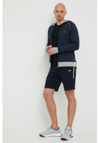 BOSS bluza 50469540 męska kolor granatowy z kapturem gładka. Typ kołnierza: kaptur. Kolor: niebieski. Długość rękawa: raglanowy rękaw. Wzór: gładki #5