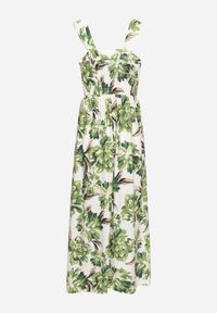 Born2be - Zielona Rozkloszowana Sukienka z Wiskozą w Kwiatowym Wzór Nilarune. Kolor: zielony. Materiał: wiskoza. Długość rękawa: na ramiączkach. Wzór: kwiaty. Sezon: lato. Styl: klasyczny #6