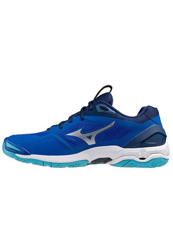 Buty do piłki ręcznej męskie Mizuno Wave Stealth 6. Kolor: biały, wielokolorowy, niebieski. Materiał: materiał, syntetyk. Szerokość cholewki: normalna. Model: Mizuno Wave