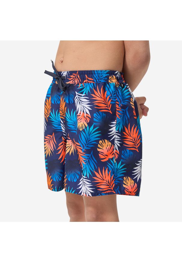 Decathlon - Spodenki surfingowe dla dzieci Olaian 100 Shadow. Kolor: czerwony. Materiał: poliester, materiał. Długość: krótkie