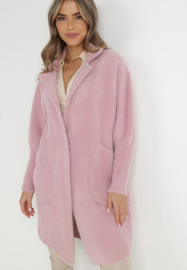 Born2be - Różowy Płaszcz z Bawełną Oversize Klepheia. Okazja: na co dzień. Kolor: różowy. Materiał: bawełna. Wzór: jednolity. Styl: casual