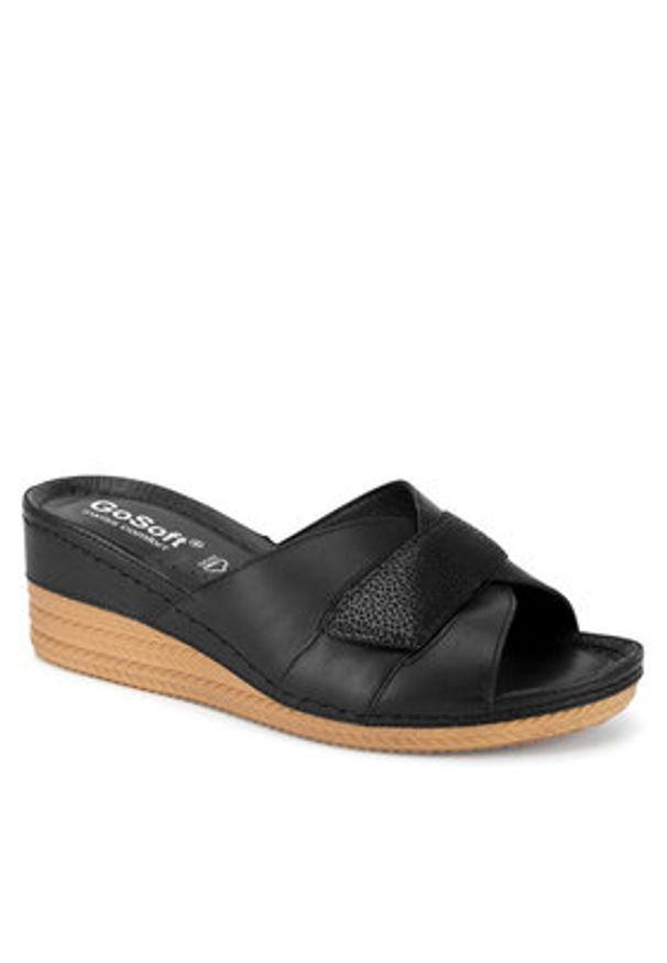 Go Soft Klapki ARC-2309-07 Czarny. Kolor: czarny. Materiał: skóra