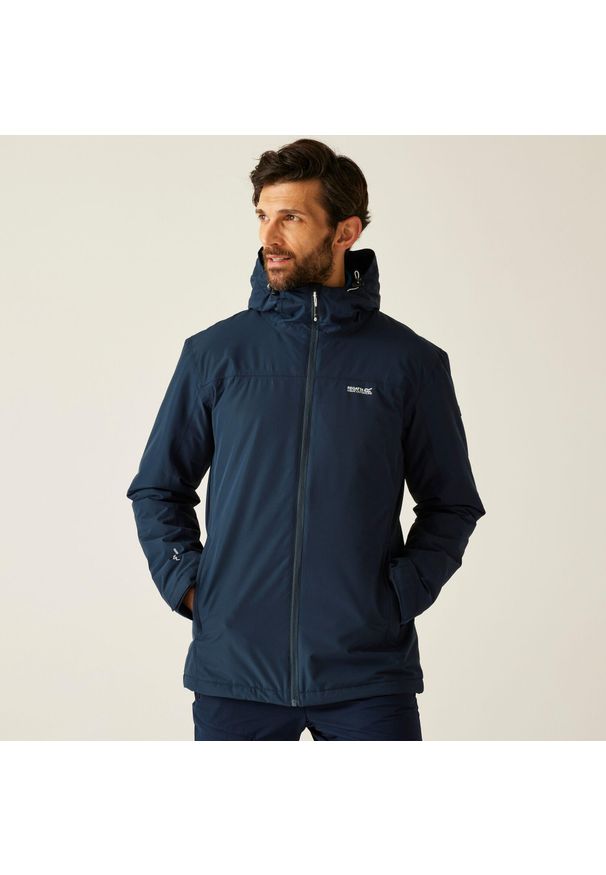 Regatta - Kurtka męska zimowa ocieplana Thornridge. Kolor: niebieski. Materiał: tkanina, puch. Sezon: zima. Sport: turystyka piesza