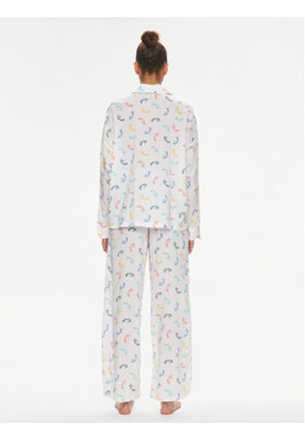 DKNY Piżama YI90008 Biały Regular Fit. Kolor: biały. Materiał: bawełna, wiskoza