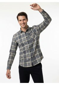 Wygodna Koszula Bawełniana - Brave Soul - Krata - Popielata. Okazja: na co dzień. Kolor: szary. Materiał: bawełna. Wzór: kratka. Sezon: zima, jesień. Styl: casual, sportowy #4