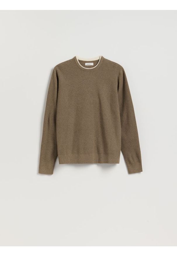 Reserved - Sweter z bawełną - brązowy. Kolor: brązowy. Materiał: bawełna