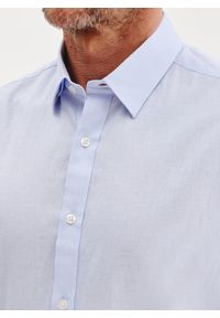 Pako Lorente - PAKO LORENTE - Niebieska koszula męska z lnem. Kolor: niebieski, biały. Materiał: len. Długość rękawa: długi rękaw. Długość: długie. Sezon: wiosna #7