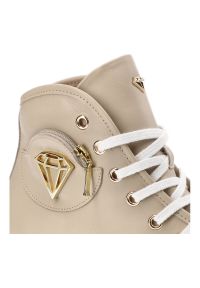 DAMISS - Beżowe Sneakersy Damiss Modne Obuwie Damskie. Okazja: na spacer, na co dzień. Kolor: beżowy. Materiał: materiał. Sport: turystyka piesza #6