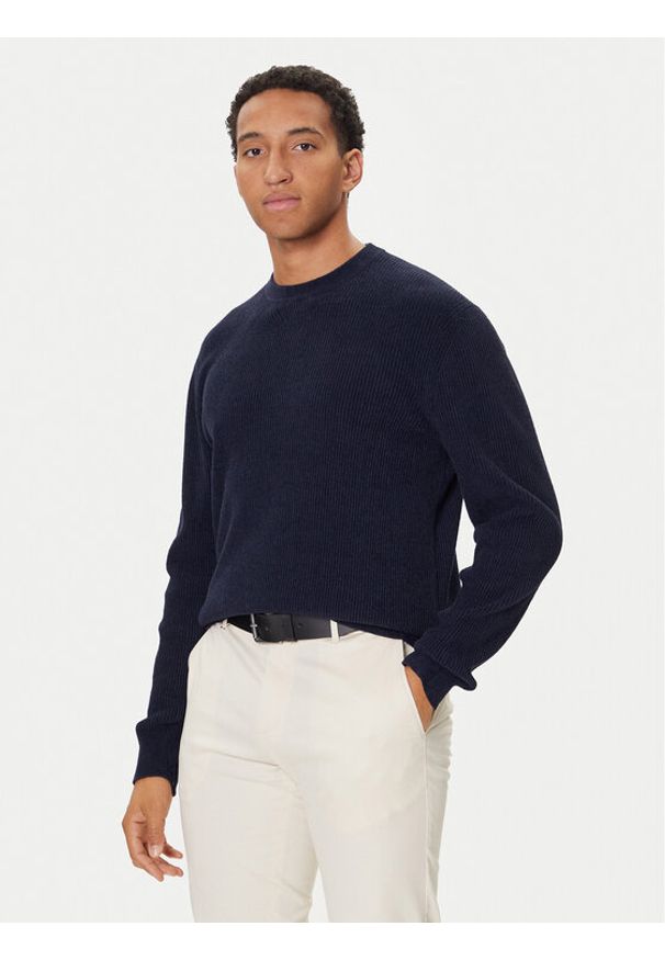 BOSS Sweter P-Horso 50549989 Granatowy Regular Fit. Kolor: niebieski. Materiał: syntetyk