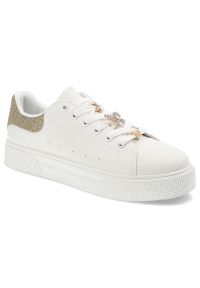 Złote Sneakersy Seastar Blue Modne Buty Damskie. Kolor: biały. Materiał: materiał