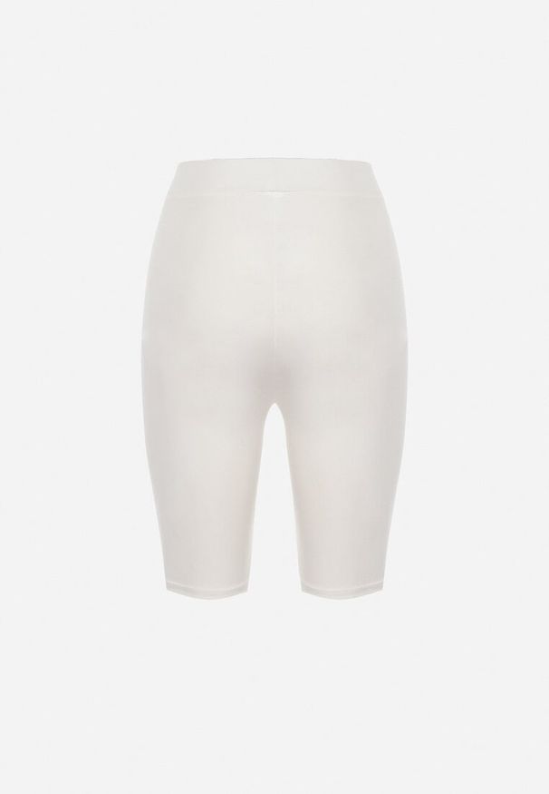 Born2be - Białe Bawełniane Szorty Kolarki przed Kolano z Elastyczną Gumką w Pasie Harmmonia. Okazja: na co dzień. Kolor: biały. Materiał: bawełna. Styl: casual, elegancki