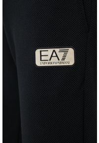 EA7 Emporio Armani Spodnie męskie kolor czarny gładkie. Kolor: czarny. Materiał: dzianina. Wzór: gładki