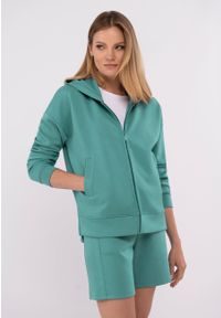 Volcano - Bluza z kapturem B-FLORENCE. Typ kołnierza: kaptur. Kolor: turkusowy. Materiał: poliester, elastan, materiał, włókno, wiskoza. Wzór: gładki #1