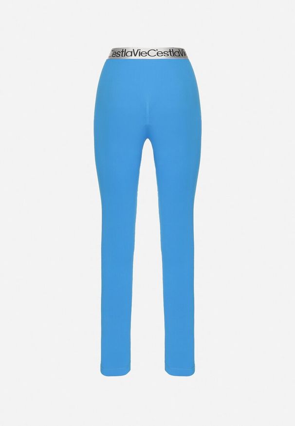 Born2be - Niebieskie Elastyczne Legginsy z Szeroką Gumą w Pasie Rindama. Kolor: niebieski. Materiał: guma. Styl: sportowy