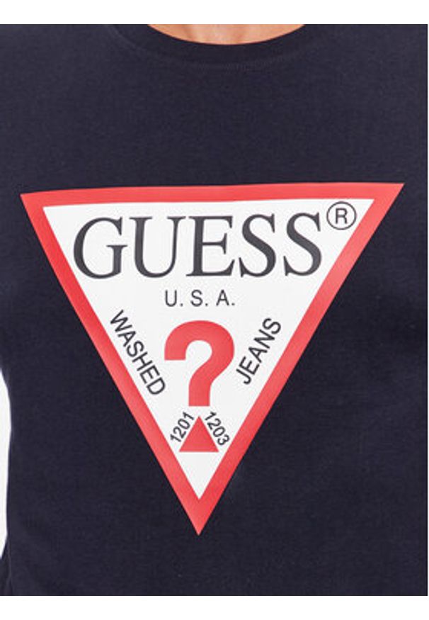 Guess Longsleeve Original Logo M2YI31 I3Z14 Granatowy Slim Fit. Kolor: niebieski. Materiał: bawełna. Długość rękawa: długi rękaw