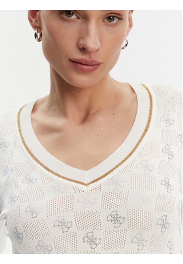 Guess Sweter W5GR07 Z3D60 Beżowy Regular Fit. Kolor: beżowy. Materiał: wiskoza