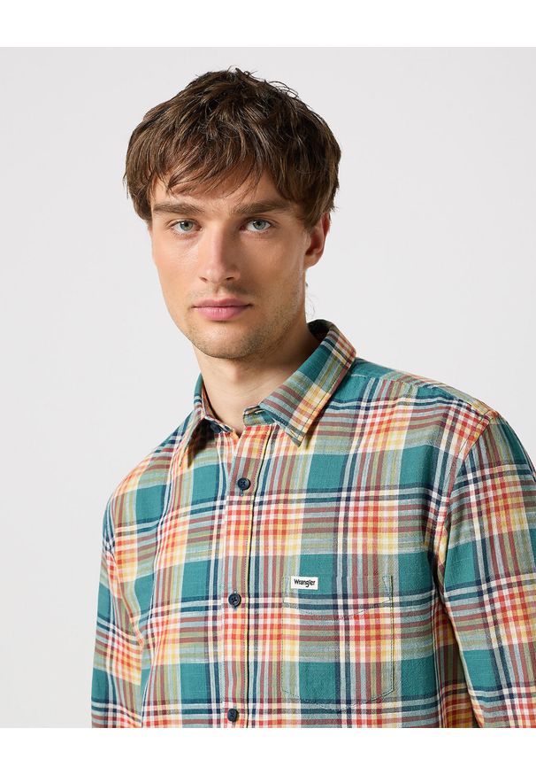 Wrangler - WRANGLER MĘSKA KOSZULA LS 1 PKT SHIRT HYDRO 112350493 W5A9017037