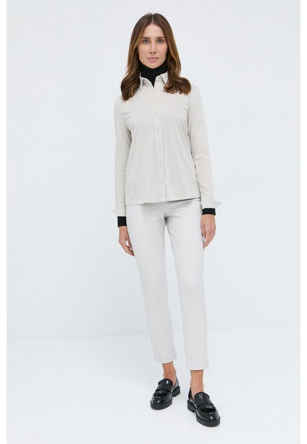 Max Mara Leisure - Koszula. Okazja: na co dzień. Kolor: szary. Materiał: dzianina. Długość rękawa: długi rękaw. Długość: długie. Wzór: gładki. Styl: casual