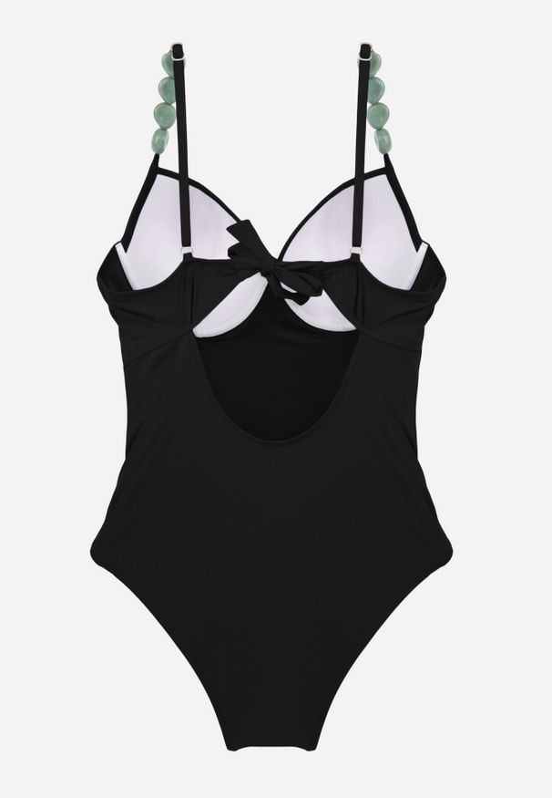 Born2be - Czarny Strój Kąpielowy Ozdobiony Kamieniami Medorise. Kolekcja: plus size. Kolor: czarny. Wzór: aplikacja