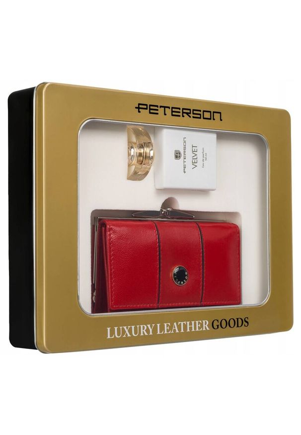 Zestaw prezentowy Peterson PTN ZD32 czerwony. Kolor: czerwony. Materiał: skóra