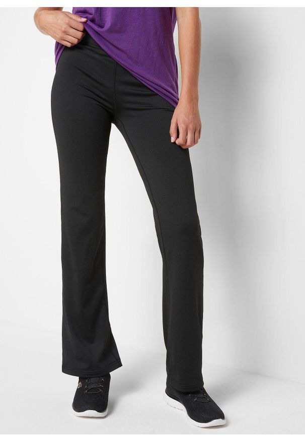 bonprix - Legginsy sportowe termoaktywne, z poszerzanymi nogawkami. Kolor: czarny. Styl: sportowy