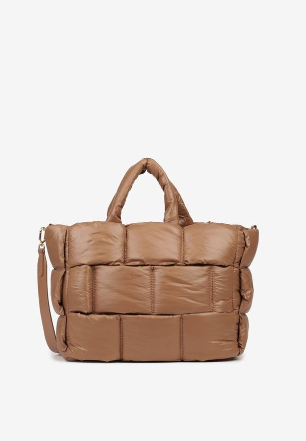 Renee - Beżowa Torebka Typu Shopper Ozdobiona Wypukłym Pikowaniem Vamiste. Kolor: beżowy. Wzór: aplikacja. Materiał: pikowane. Styl: casual