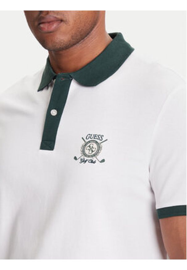 Guess Polo M5YP03 KCJV1 Biały Regular Fit. Typ kołnierza: polo. Kolor: biały. Materiał: bawełna