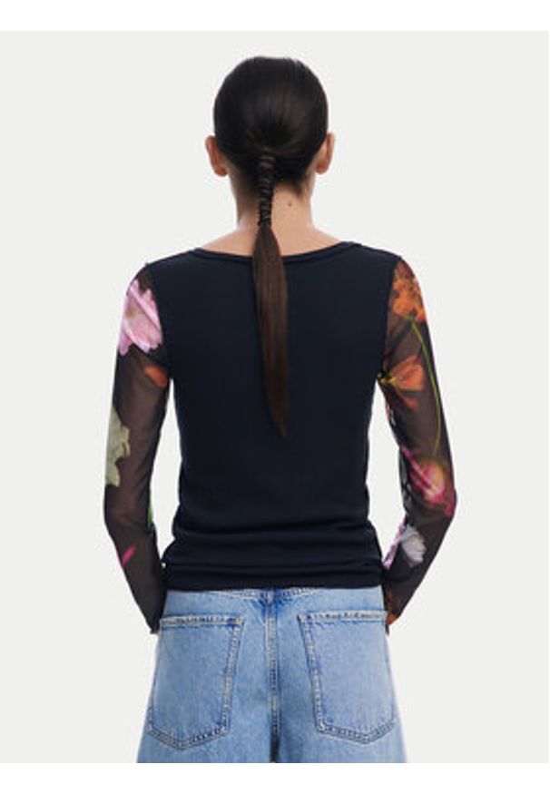 Desigual Bluzka Flint 25SWTK93 Czarny Slim Fit. Kolor: czarny. Materiał: bawełna