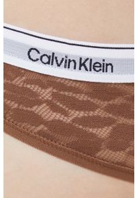 Calvin Klein Underwear stringi kolor brązowy z koronki. Kolor: brązowy. Materiał: koronka. Wzór: koronka #2