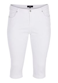 Zizzi Spodnie capri O10305H Biały Slim Fit. Kolor: biały. Materiał: bawełna, syntetyk #2