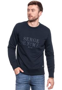 Mustang - MUSTANG BLUZA Rubberprint Sweat DARK SAPPHIRE 1006373 4136. Kolor: niebieski. Wzór: nadruk #8