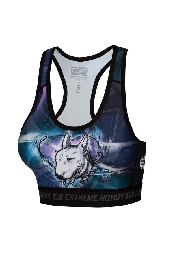 Stanik fitness cardio EXTREME HOBBY BULTERIER. Kolor: czarny. Materiał: poliester, elastan. Sport: fitness