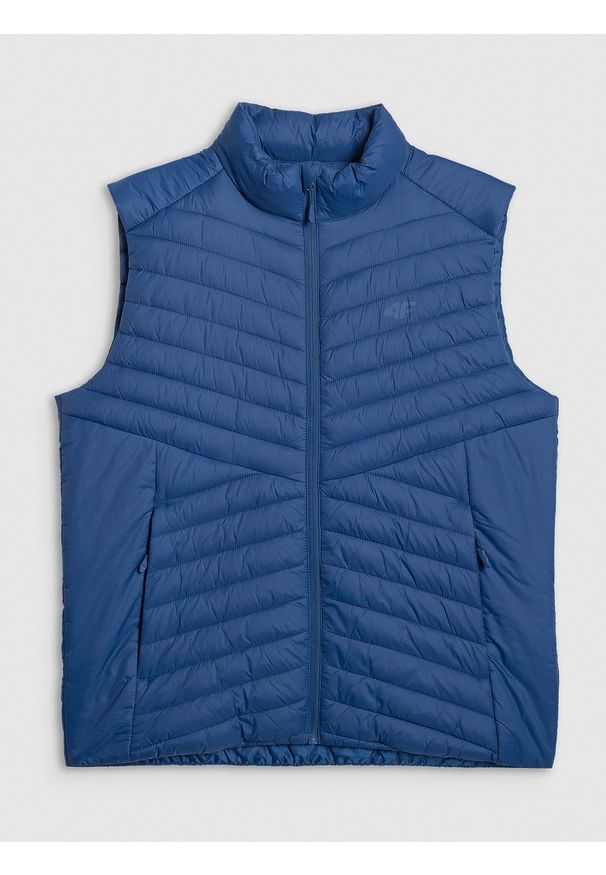 4f - 4F Bezrękawnik z wypełnieniem syntetycznym męski - granatowy M. Kolor: niebieski. Materiał: syntetyk. Długość rękawa: bez rękawów. Wzór: jodełka