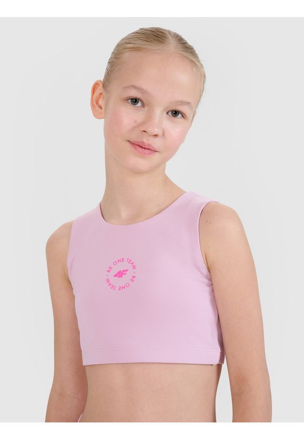4f - 4F Biustonosz sportowy szybkoschnący dziewczęcy - różowy 158/164 (12-14 lat). Kolor: różowy. Sezon: lato. Styl: sportowy