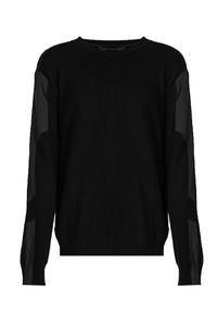 Les Hommes Sweter | LKK112 603A | Classic Fit Jumper With Nylon Detail On Sleeves | Mężczyzna | Czarny. Okazja: na co dzień. Kolor: czarny. Materiał: bawełna. Styl: casual #4