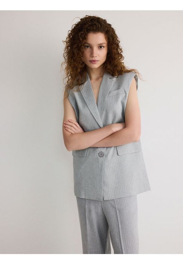 Reserved - Garniturowa kamizelka - wielobarwny. Materiał: bawełna. Styl: elegancki