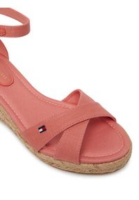 TOMMY HILFIGER - Tommy Hilfiger Espadryle Hemp Crossover Strap Wedge Espadrilles FW0FW09332 Różowy. Kolor: różowy. Materiał: materiał #5