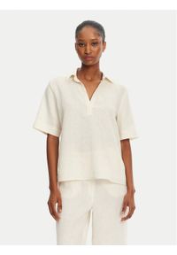 Marella Bluzka Nave 2515111032 Écru Regular Fit. Materiał: len