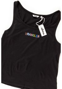 Wrangler - WRANGLER T SHIRT DAMSKI TANK BLACK W7387EV01. Okazja: na co dzień. Długość rękawa: na ramiączkach. Wzór: kolorowy, nadruk. Styl: casual