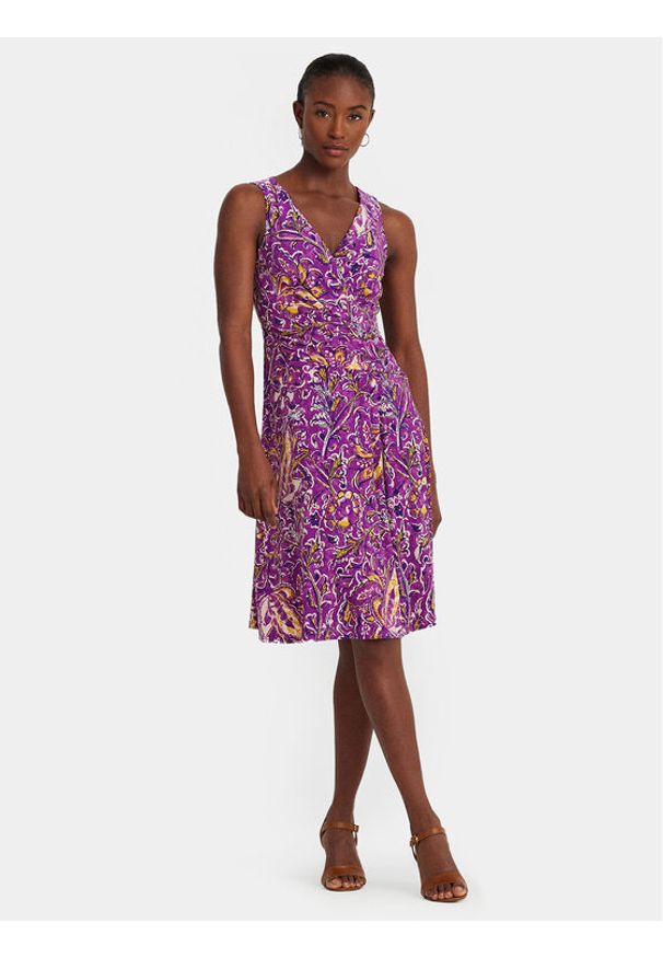 Lauren Ralph Lauren Sukienka koktajlowa 250928509001 Fioletowy Regular Fit. Kolor: fioletowy. Materiał: syntetyk. Styl: wizytowy