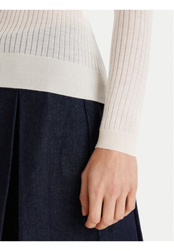 Lacoste Sweter AF4006 Écru Slim Fit. Materiał: wełna