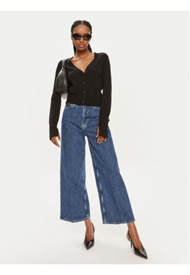 Calvin Klein Kardigan K20K207574 Czarny Regular Fit. Kolor: czarny. Materiał: wełna