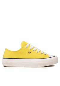 TOMMY HILFIGER - Tommy Hilfiger Trampki Low Cut Lace-Up Sneaker T3A4-32118-0890 S Żółty. Kolor: żółty. Materiał: materiał #1