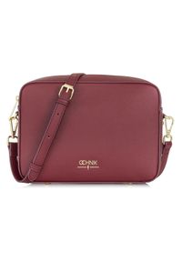 Ochnik - Bordowa torebka damska z logo. Kolor: czerwony. Materiał: skórzane. Rodzaj torebki: na ramię #1