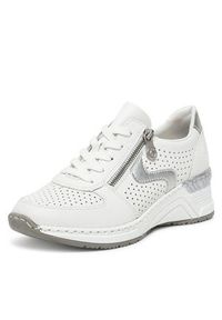 Rieker Sneakersy N4340-80 Biały. Kolor: biały. Materiał: skóra